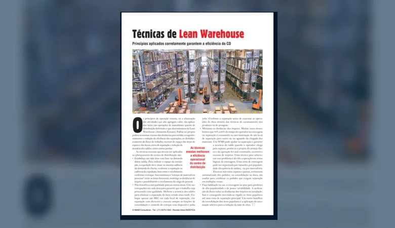 Capa do artigo do acervo técnico da IMAM sobre lean warehouse