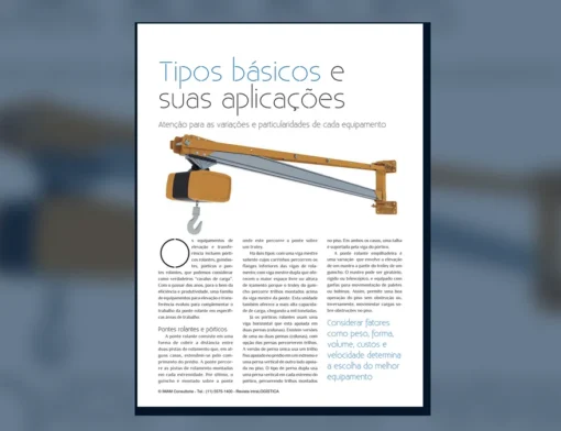 Capa do artigo do acervo técnico da IMAM sobre tipos de ponte rolante