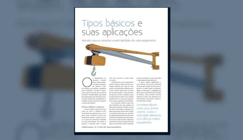 Capa do artigo do acervo técnico da IMAM sobre tipos de ponte rolante
