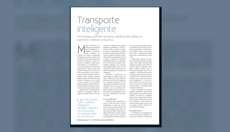 Capa do artigo do acervo técnico da IMAM sobre contêiner inteligente