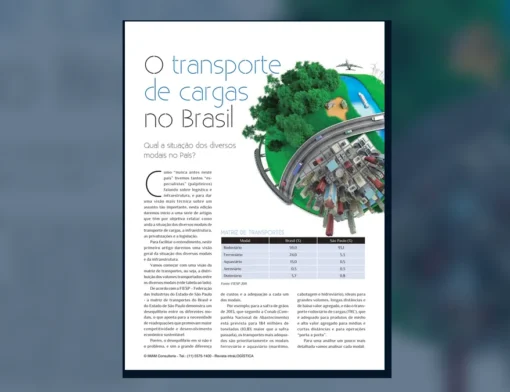Capa do artigo do acervo técnico da IMAM sobre matriz de transportes