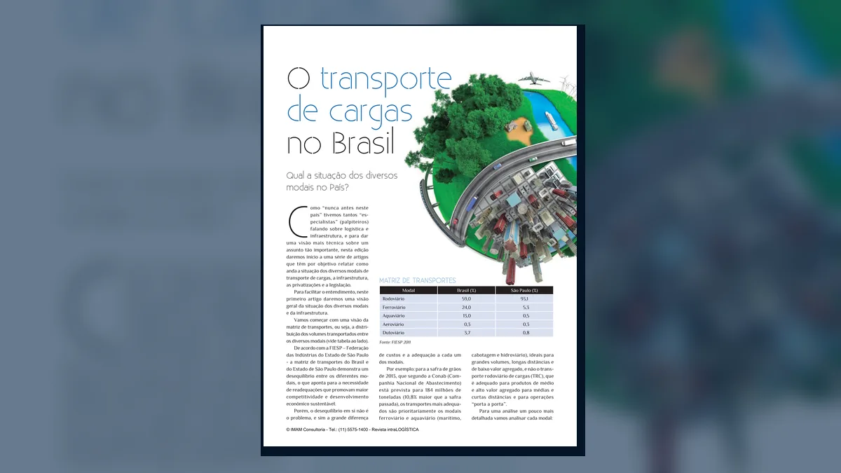Capa do artigo do acervo técnico da IMAM sobre matriz de transportes