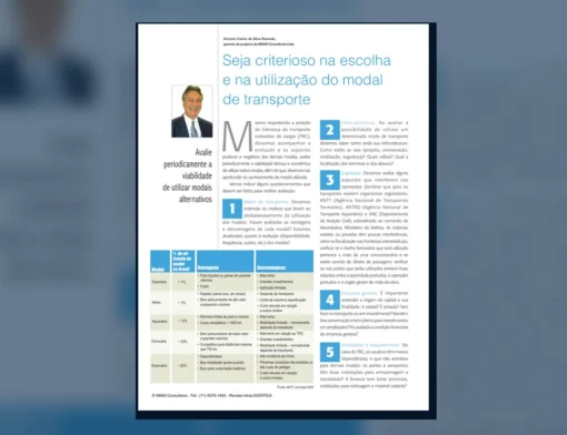 Capa do artigo do acervo técnico da IMAM sobre escolha do modal de transporte
