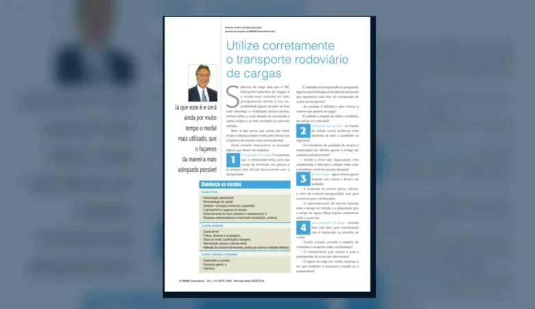 Capa do artigo do acervo técnico da IMAM sobre contratação de transporte rodoviário
