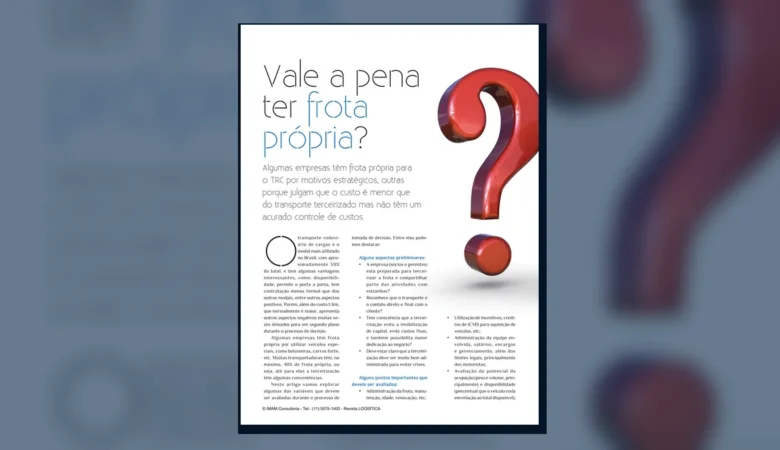 Capa do artigo do acervo técnico da IMAM sobre vale a pena ter frota própria