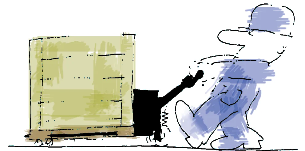 Ilustração do artigo sobre uso seguro do transpalete, do acervo técnico da IMAM (figura 2)