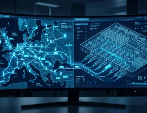 Painel de controle integrado entre sistemas WMS de armazém e TMS de transporte logístico