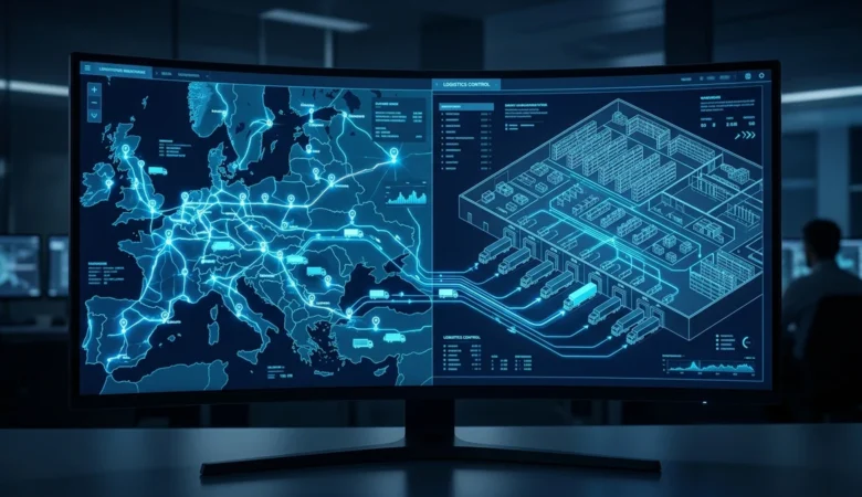 Painel de controle integrado entre sistemas WMS de armazém e TMS de transporte logístico