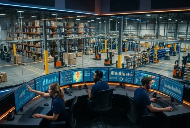 Painel de controle e monitoramento de SLA e indicadores logísticos em centro de distribuição