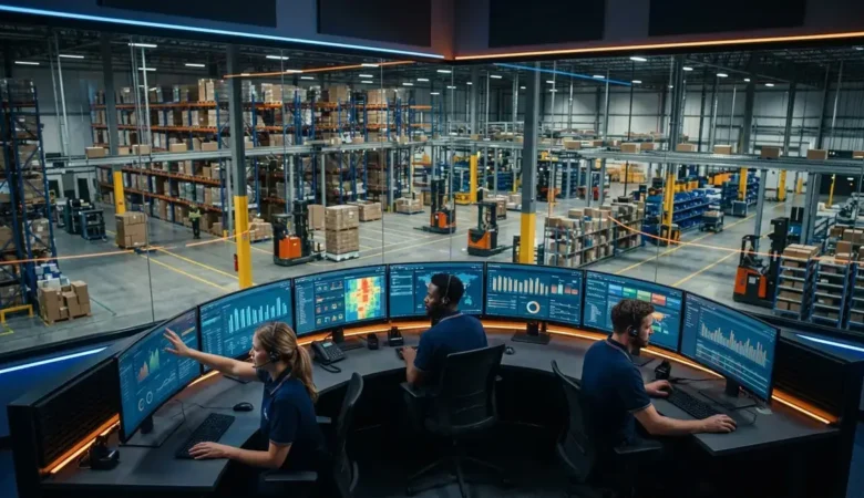 Painel de controle e monitoramento de SLA e indicadores logísticos em centro de distribuição