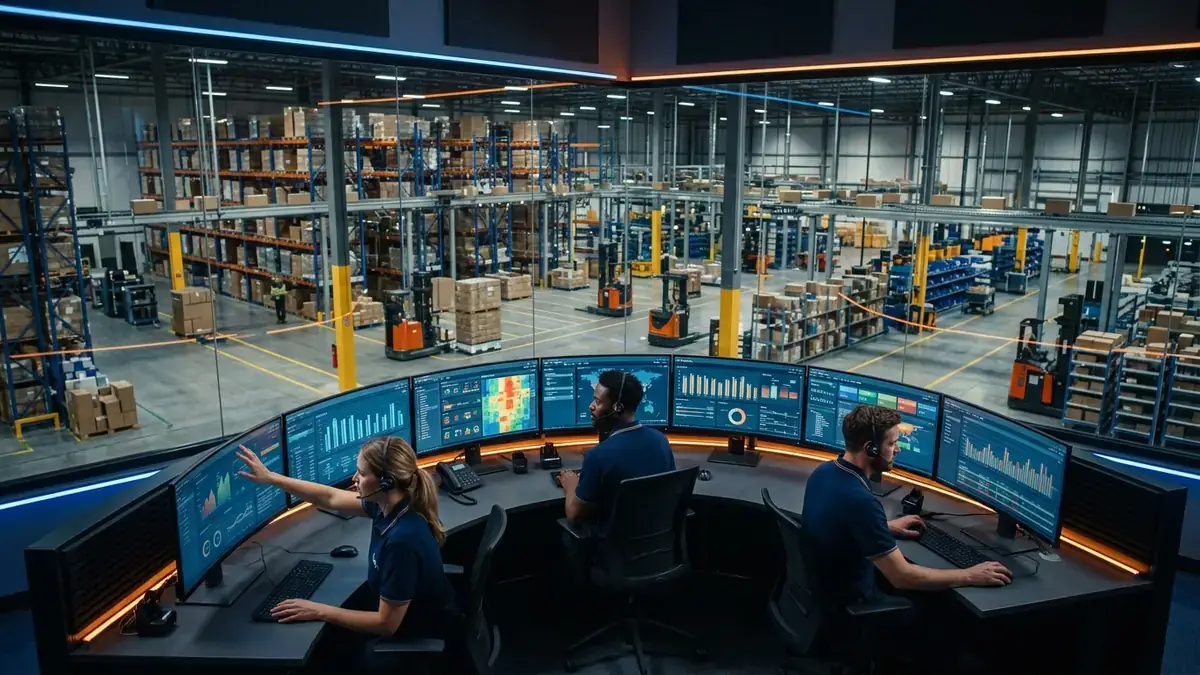 Painel de controle e monitoramento de SLA e indicadores logísticos em centro de distribuição